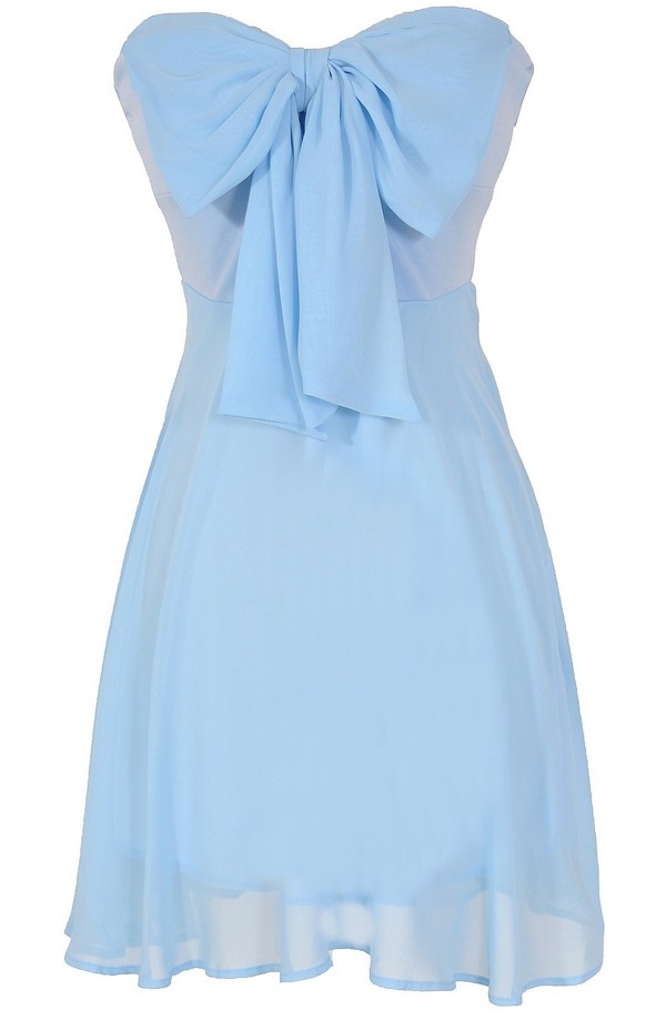 Warp Bodic Chiffon Long Dresses with Sash Bow Blue Plus Size main image 1
